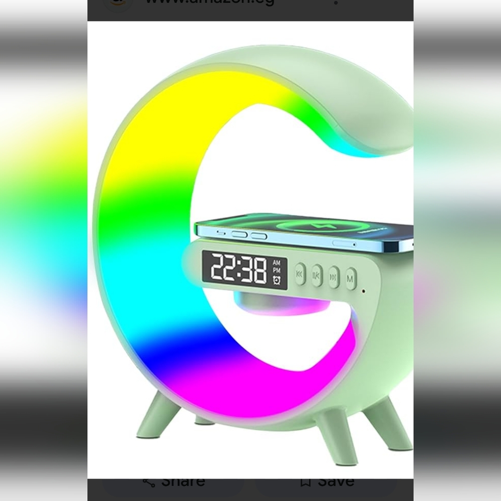 White LED Alarm Clock with Wireless Charger